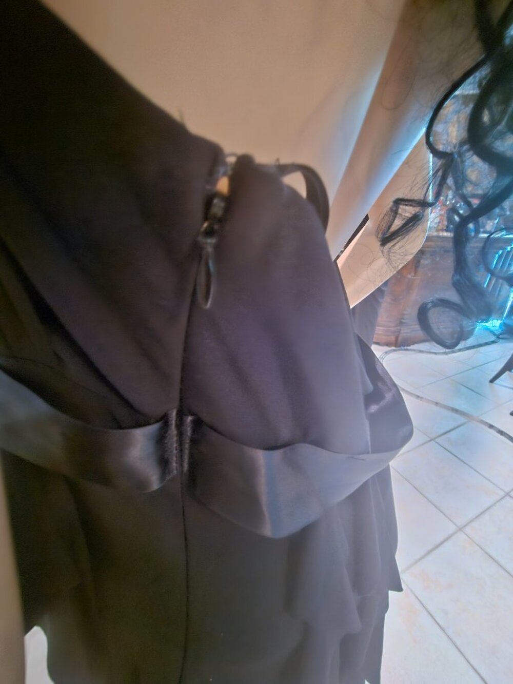 Betsy & Adam Black Halter Style Evening Gown size 14 Large Stretch Prom Wedding - Picture 5 of 16